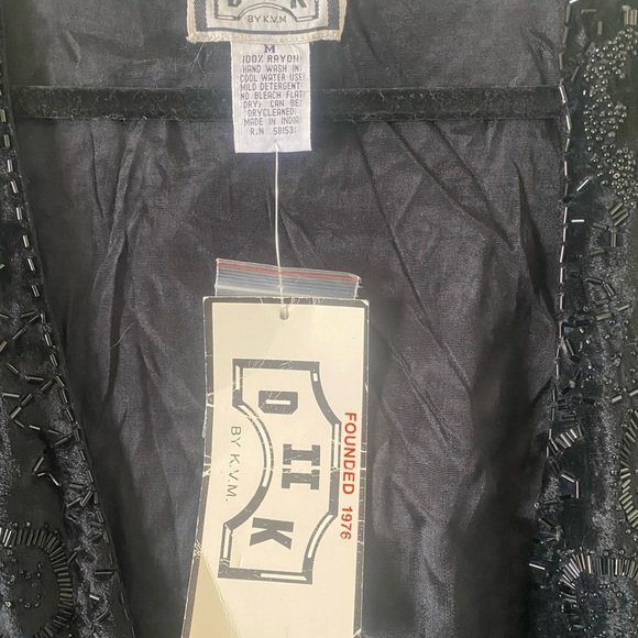 Vintage Black Beaded Sleeveless Vest Brand New Size M - Picture 3 of 7
